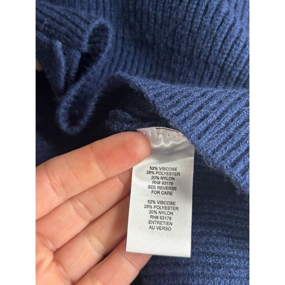 Tahari Cardigan Sweater Ribbed Knit Preppy Button Up Soft Navy Womens Small - Picture 7 of 10